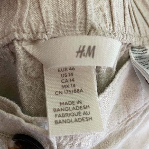 H&M straight leg linen blend pants, size 14 - Picture 3 of 7